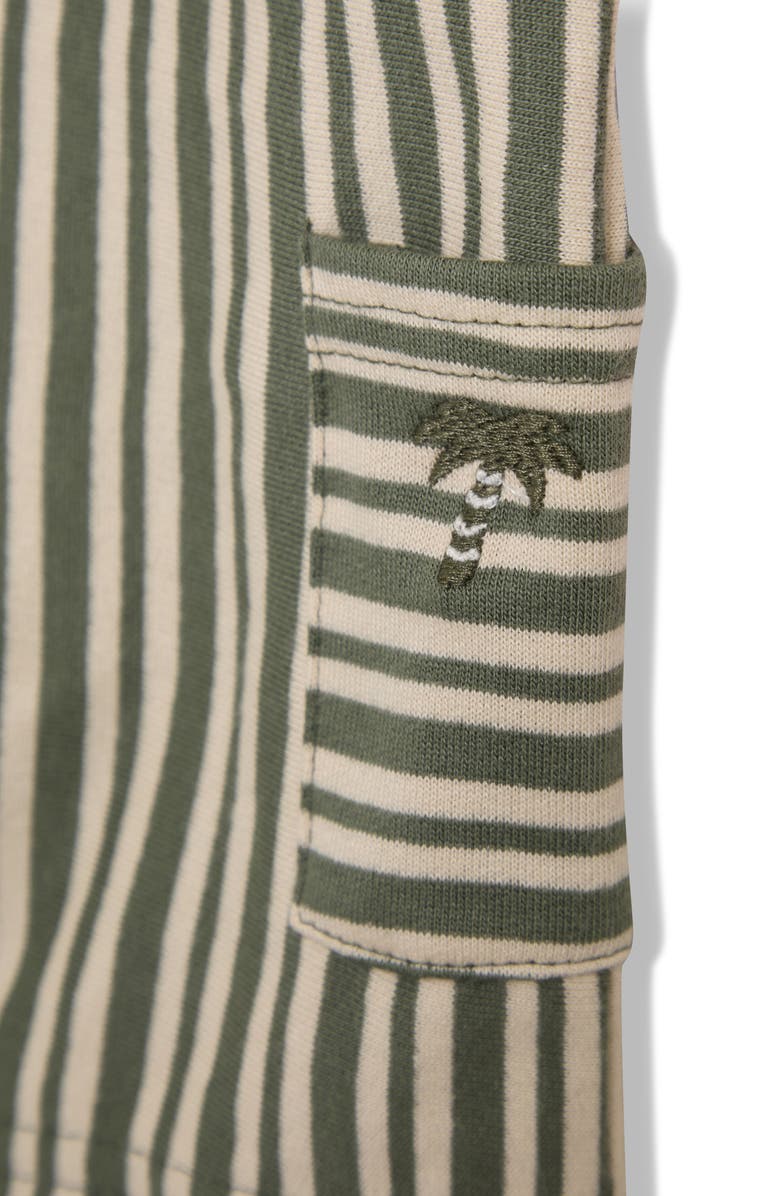 JOJO MAMAN BEBE Stripe Cotton Shirt & Overalls Set, Alternate, color, Khaki