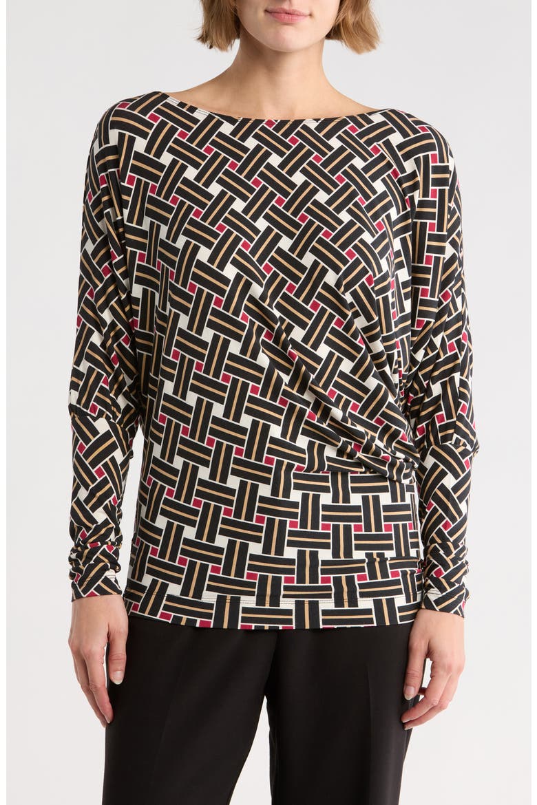 Anita Asymmetric Long Sleeve Top, Main, color, PARQUET RED