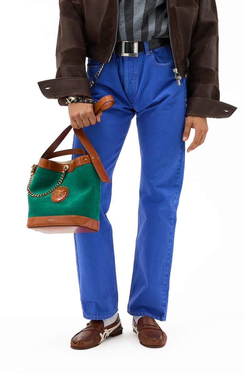 Versace First Line Straight Leg Jeans, Main, color, Sky Blue