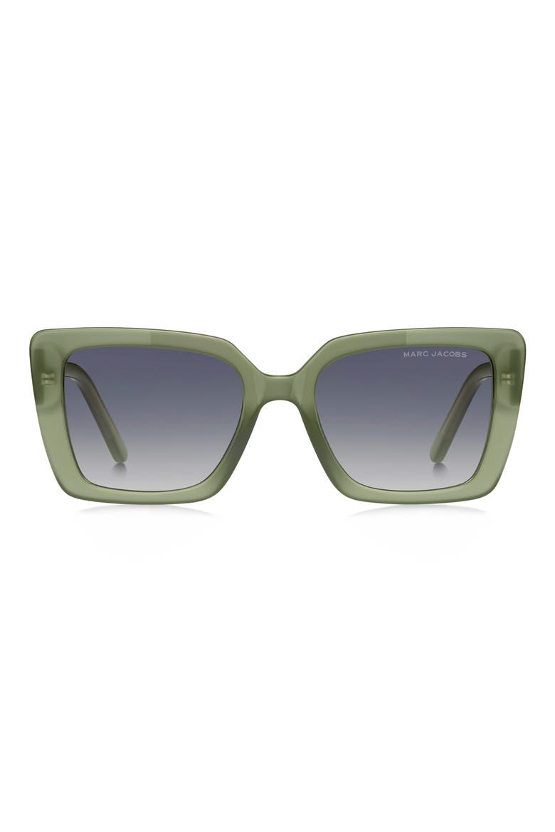 52mm Gradient Square Sunglasses, Main, color, GREEN/ GREY SHADED BLUE