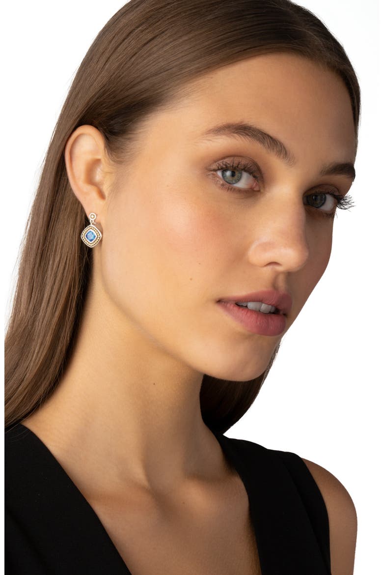 Caviar Color Blue Topaz Drop Earrings, Alternate, color, SWISS BLUE TOPAZ