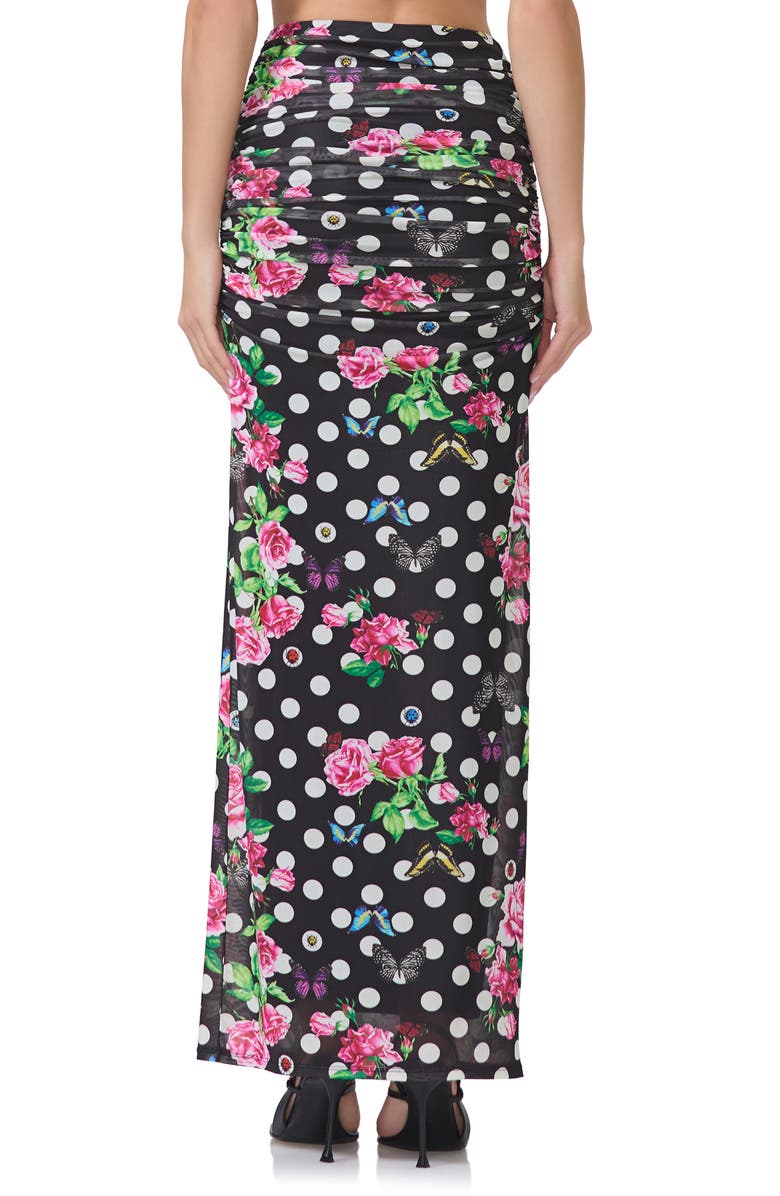 AFRM Bevin Print Ruched Powermesh Maxi Skirt, Alternate, color, 