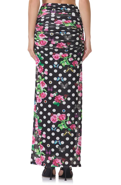AFRM AFRM BEVIN PRINT RUCHED POWERMESH MAXI SKIRT 