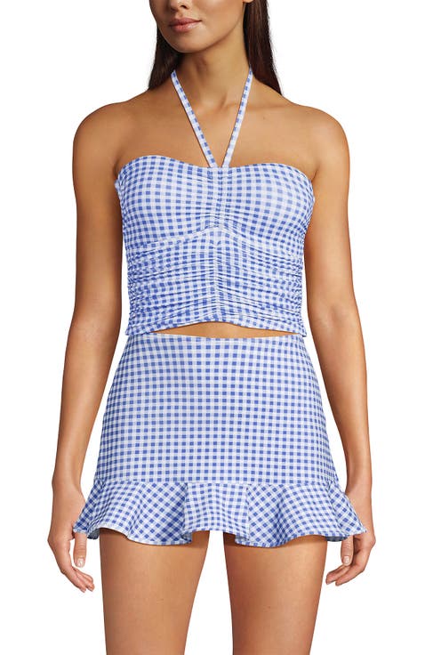 Womens Ruched Halter Tankini Top
