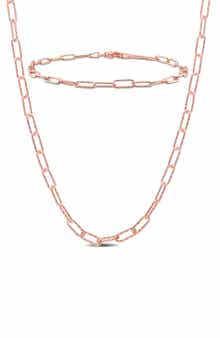 Paperclip Link Chain Necklace & Bracelet Set