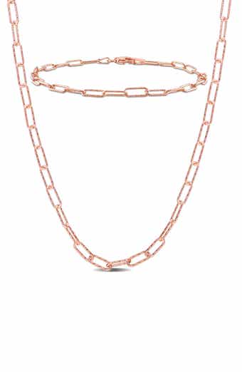Paperclip Link Chain Necklace & Bracelet Set