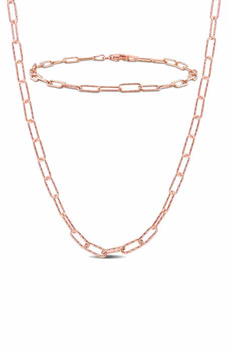 Paperclip Link Chain Necklace & Bracelet Set
