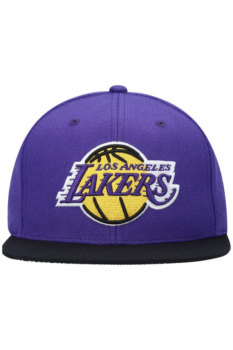 Men's Mitchell & Ness Purple Los Angeles Lakers Hardwood Classics Bandana Undervisor Snapback Hat, Alternate, color, Purple