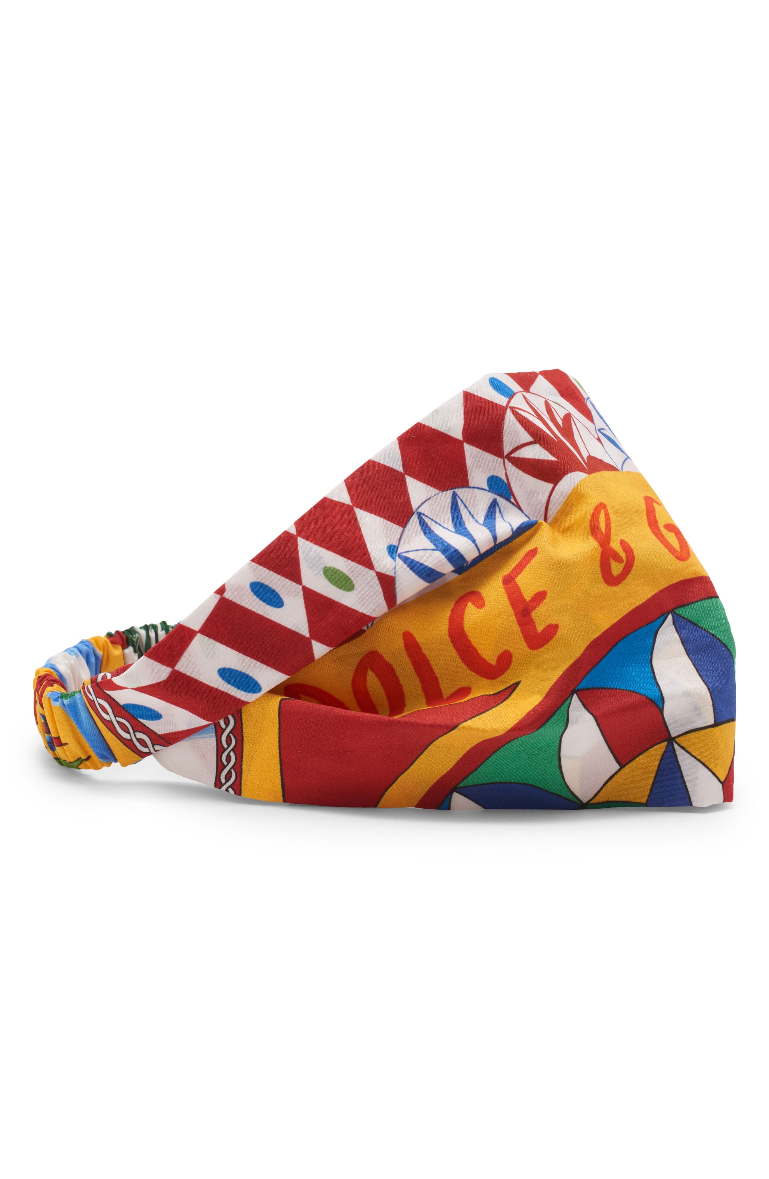 Dolce&Gabbana Kids' Carretto Siciliano Print Headband, Main, color, 