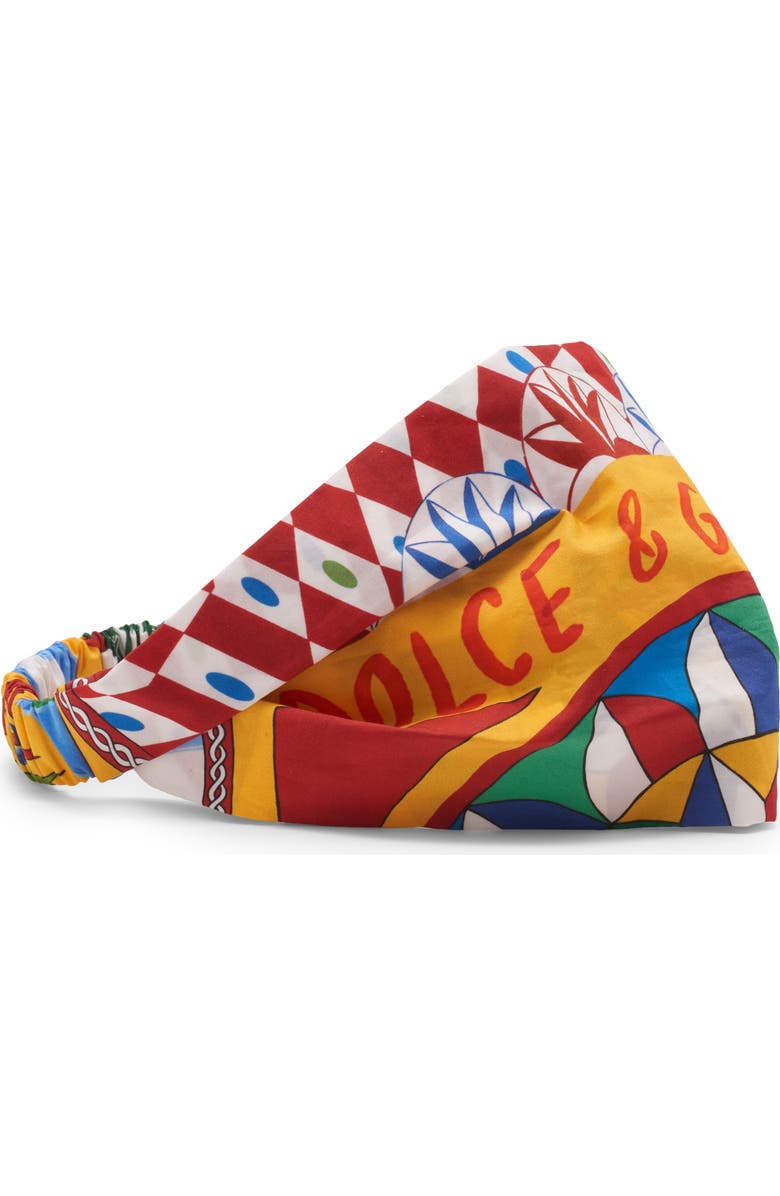 Dolce&Gabbana Kids' Carretto Siciliano Print Headband, Main, color,
