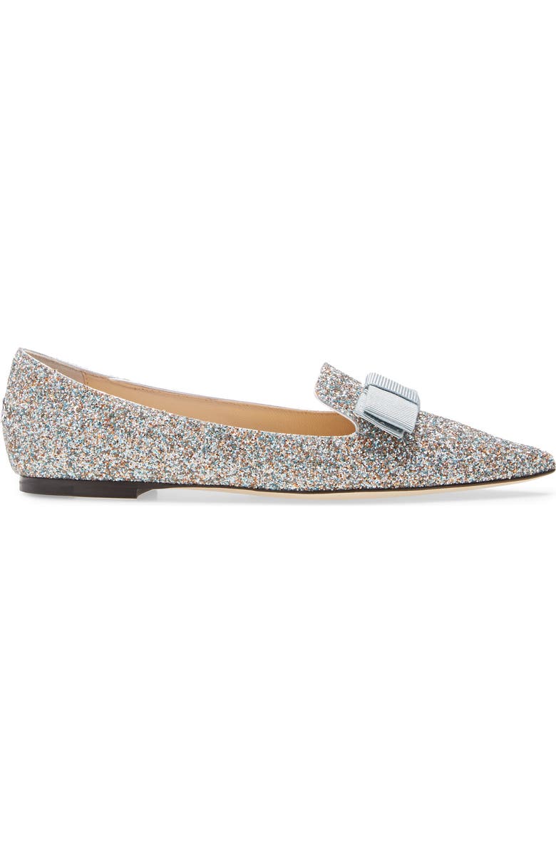 Jimmy Choo Gala Glitter Bow Flat, Alternate, color,
