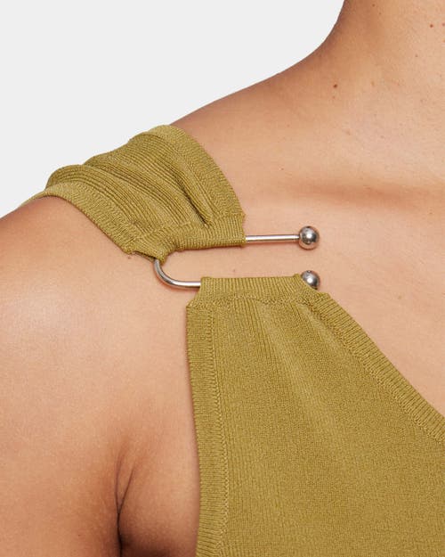 Santorelli Azalea Sleeveless One-shoulder Bodycon Midi Knit Dress In Chamomile