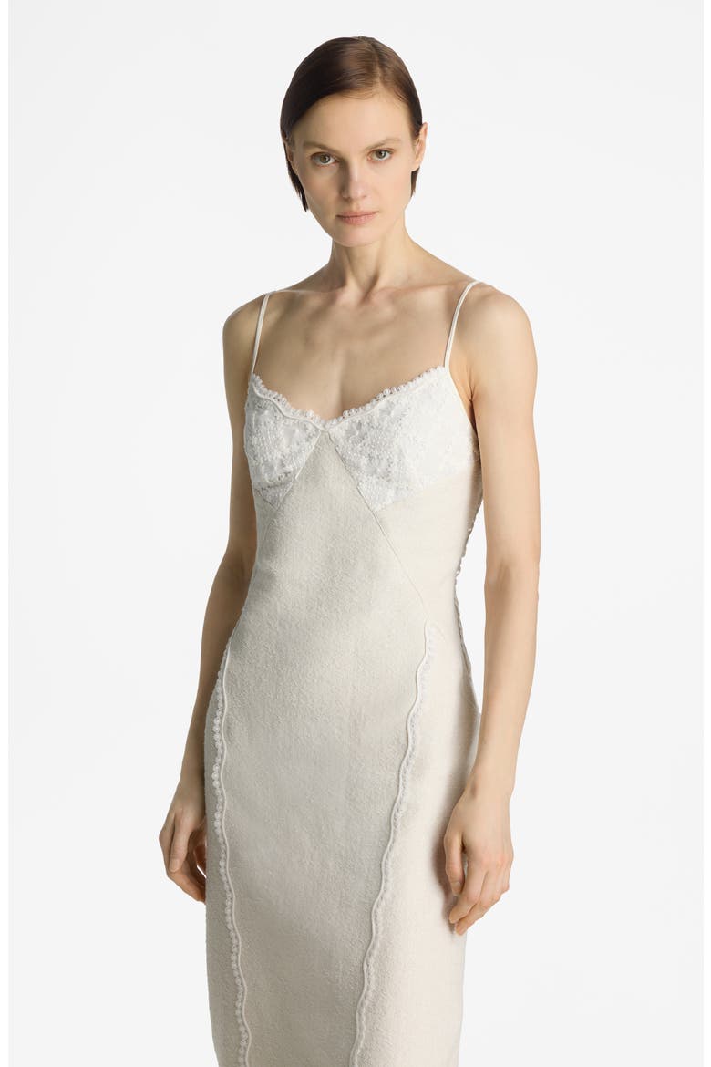 Metallic Tweed & Guipure Lace Cocktail Dress, Alternate, color, ECRU LUREX MULTI
