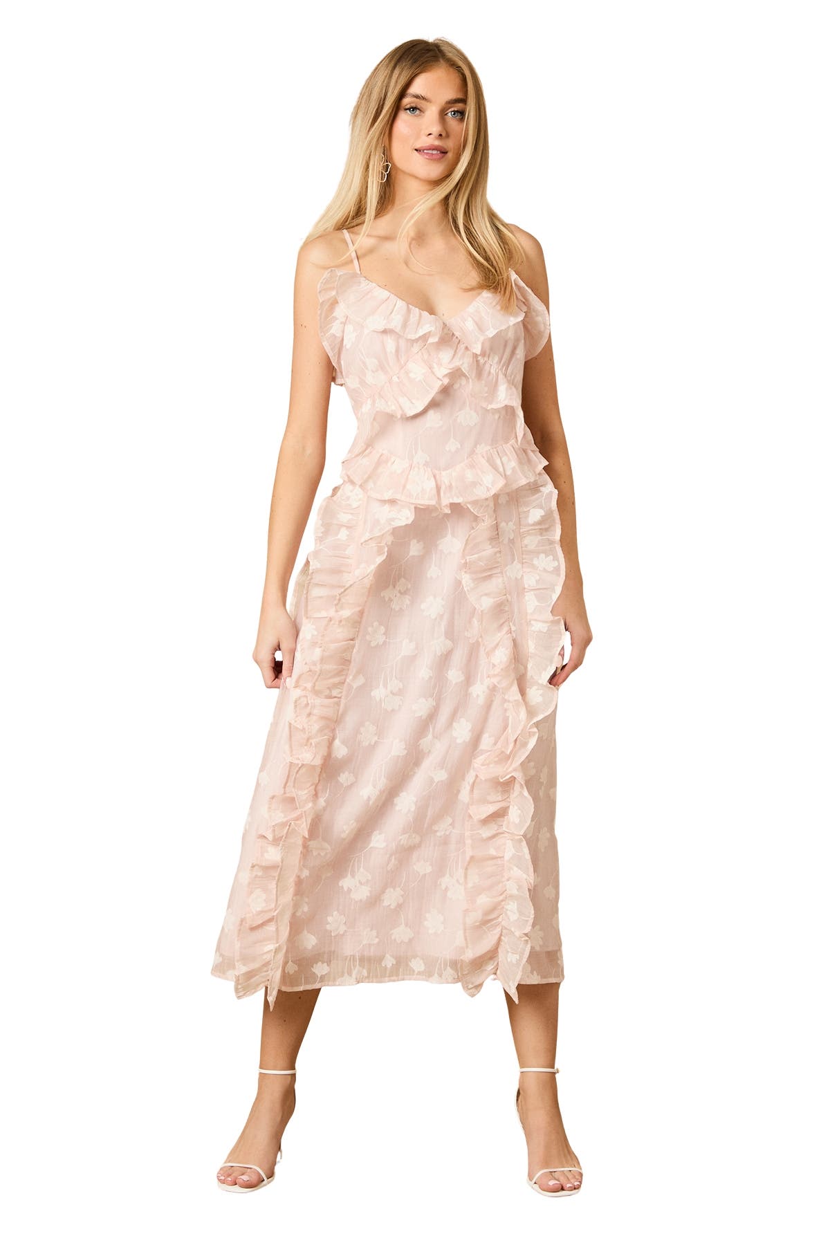Ruffle Front V-Neck Strappy Midi Dress - image 3