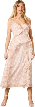 Oasis Ruffle Front V-Neck Strappy Midi Dress