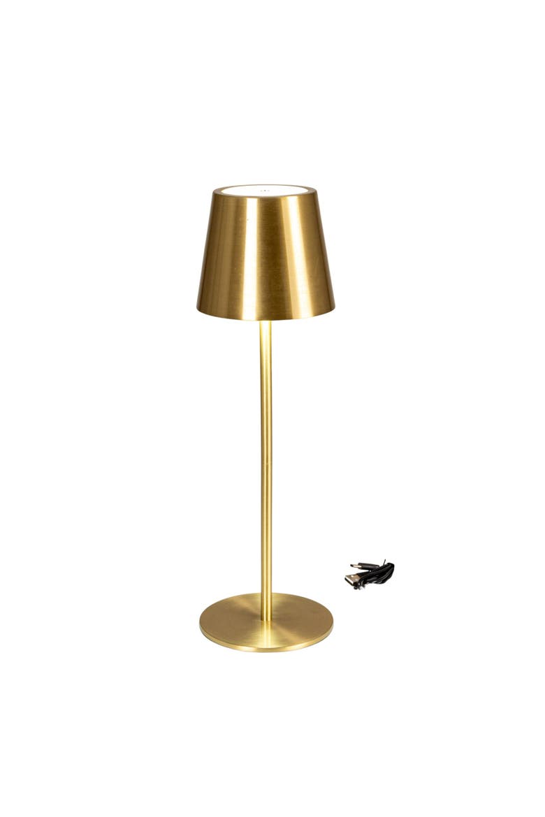Metal LED Rechargeable Table Lamp with Touch Sensor, Brushed Brass Finish, Alternate, color, Brass