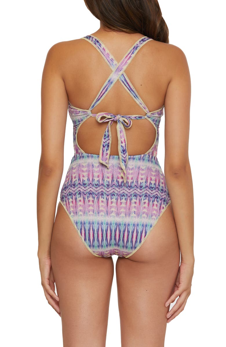 Becca Tulum Metallic One-Piece Swimsuit, Alternate, color, Multi