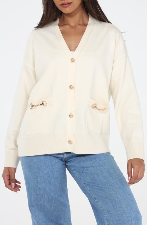 Rain And Rose V-neck Cardigan In White