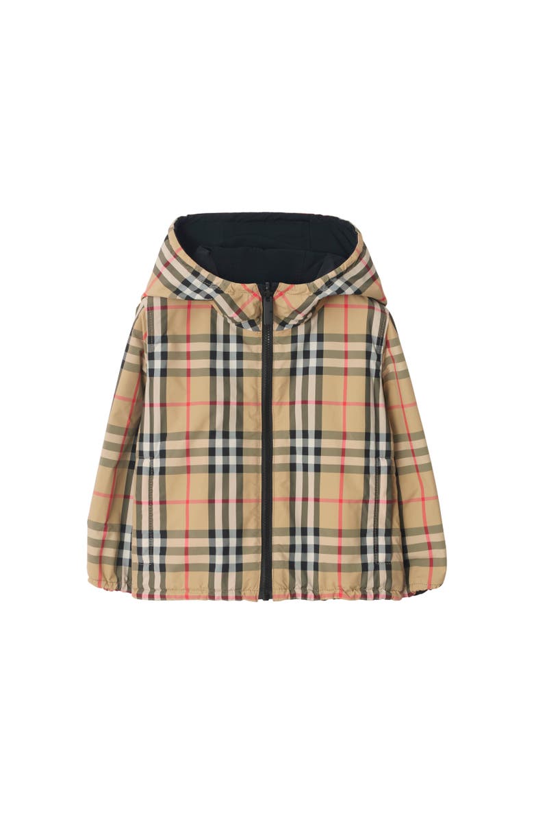 Burberry Reversible Check Hooded Jacket, Alternate, color, Sand Beige