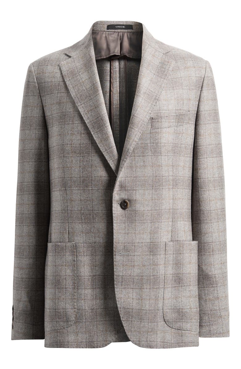 Vince Icon Relaxed Fit Glen Check Brushed Wool Sport Coat, Alternate, color, Light Grey