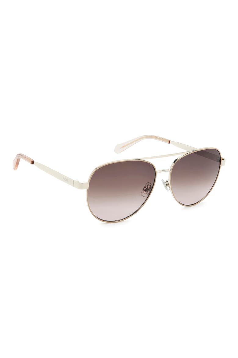 58mm Gradient Pilot Sunglasses, Alternate, color, BROWN GOLD/ BROWN