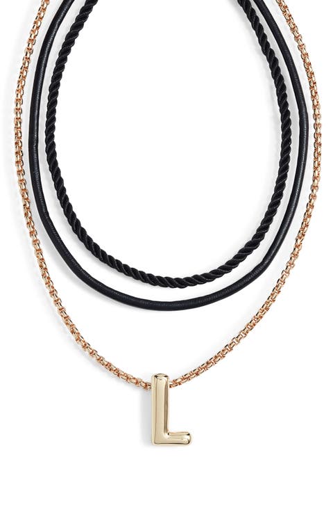 Set of 3 Interchangeable Initial Pendant Necklaces