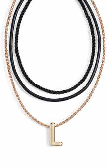 Open Edit Set of 3 Interchangeable Initial Pendant Necklaces