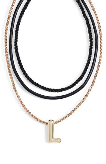 Open Edit Set Of 3 Interchangeable Initial Pendant Necklaces In Multi