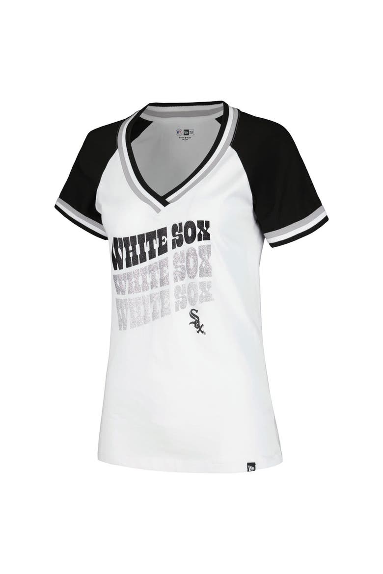 Women's New Era White Chicago White Sox Jersey Double Binding Raglan V-Neck T-Shirt, Alternate, color, White