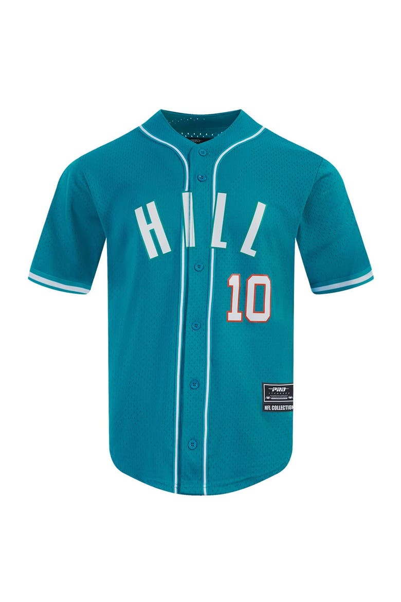 Men's Pro Standard Tyreek Hill Aqua Miami Dolphins Mesh Button-Up Baseball Jersey, Alternate, color, Aqua