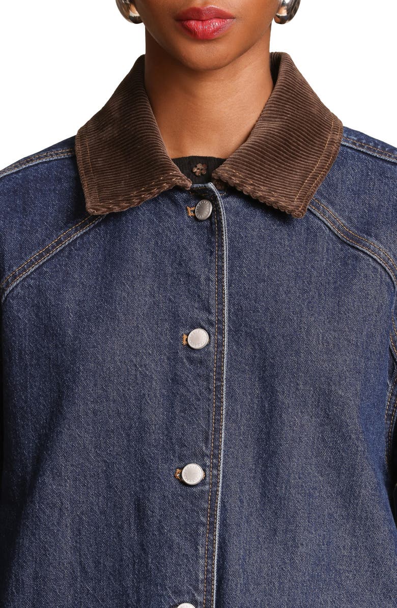 Avec Les Filles Relaxed Contrast Collar Barn Jacket, Alternate, color, Raw Indigo