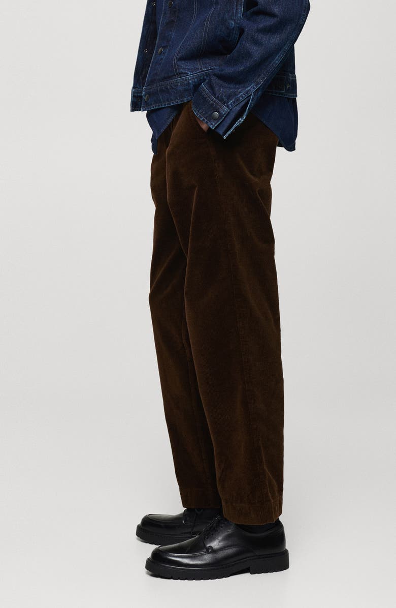 MANGO Straight Leg Corduroy Pants, Alternate, color, Brown