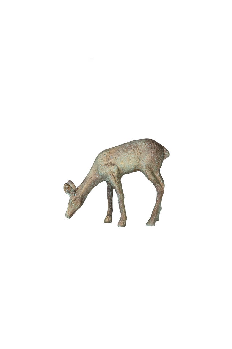 Cast Aluminum Deer, Gold Verdigris Finish, Main, color, Gold