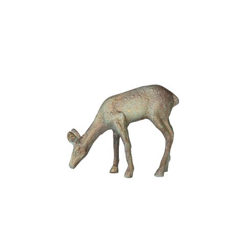 Cast Aluminum Deer, Gold Verdigris Finish