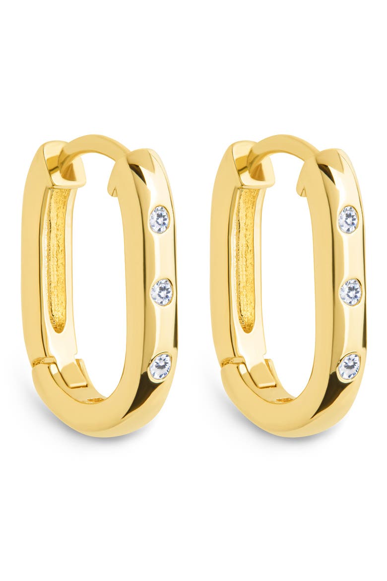 Casey Cubic Zirconia Rectangular Hoop Earrings, Main, color, GOLD