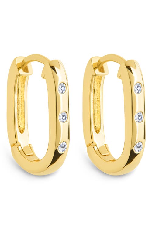 Sterling Forever Casey Cubic Zirconia Rectangular Hoop Earrings In Gold