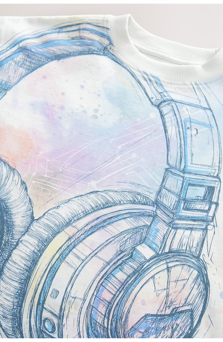 NEXT Kids' Headphones Cotton Graphic T-Shirt, Alternate, color, White