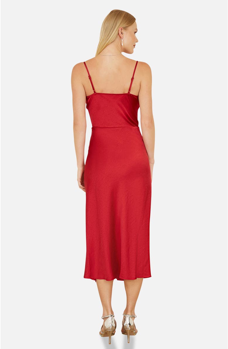 Yumi Satin Cowl Neck Midi Dress, Alternate, color, Red
