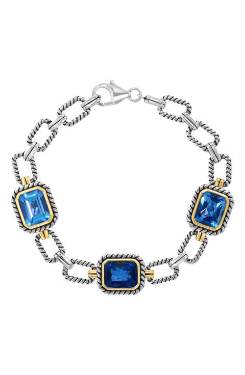 Blue Topaz & London Blue Topaz Chain Bracelet