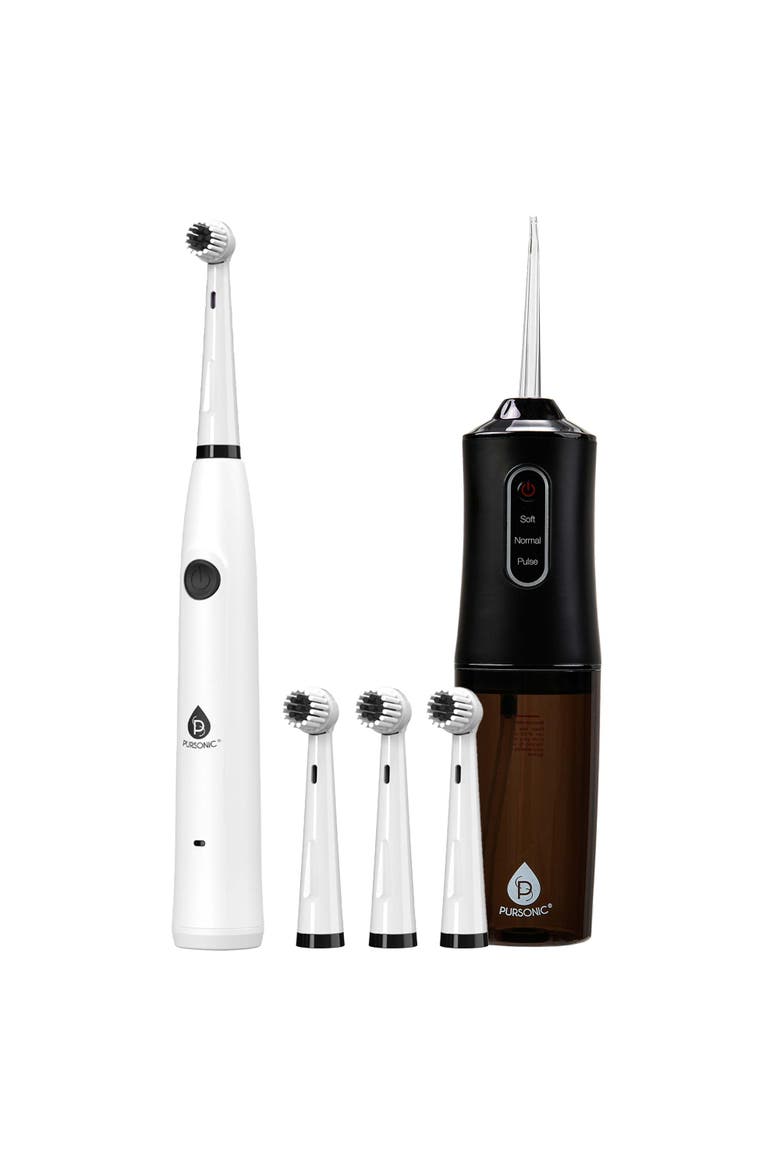 Mario Lopez USB Rechargeable Electric Toothbrush & USB Water Flosser, Main, color, White