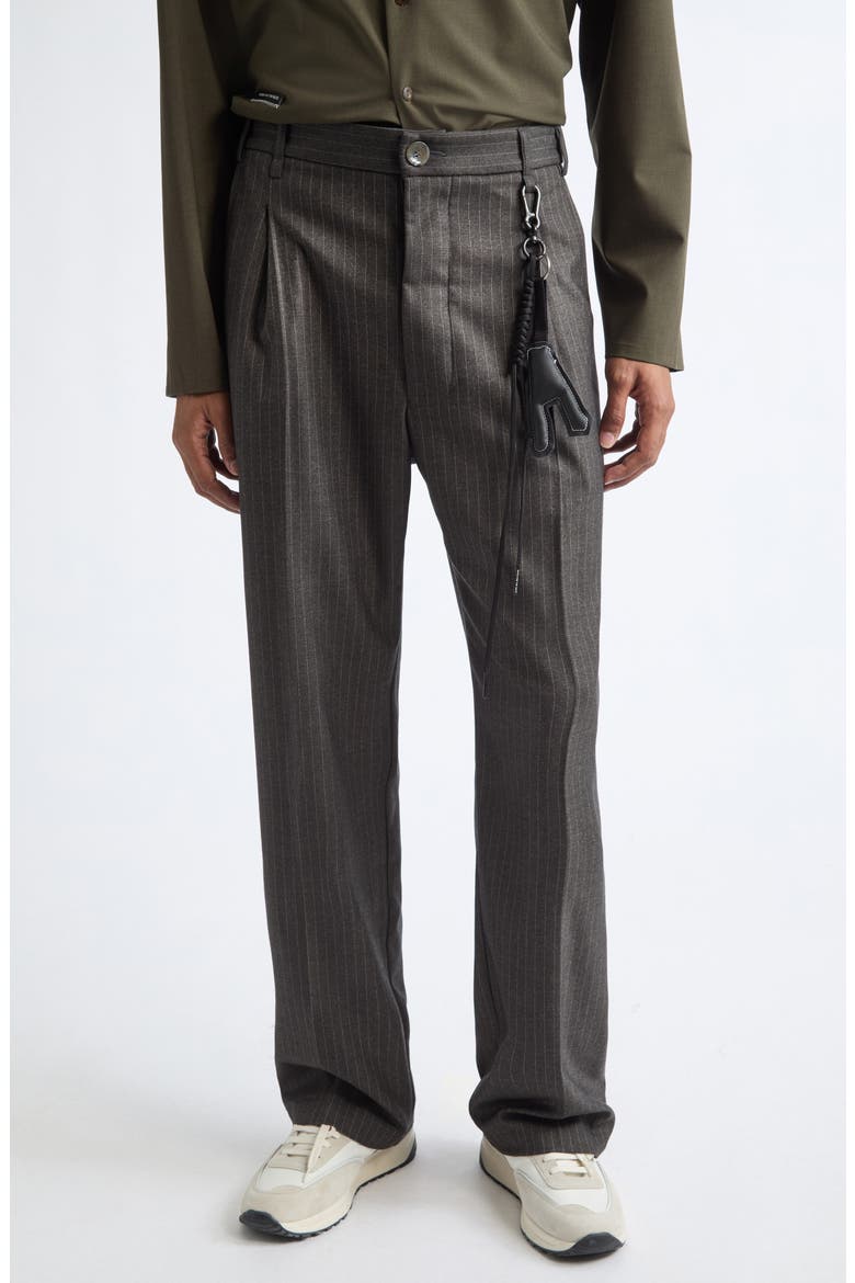 Loose Fit Pleated Flannel Pants, Main, color, CHARCOAL