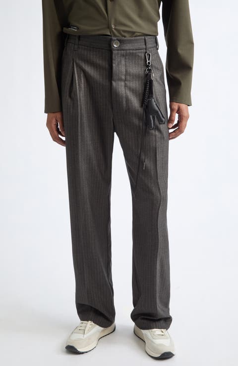 Loose Fit Pleated Flannel Pants