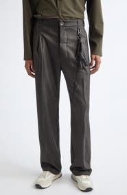 SONG FOR THE MUTE Loose Fit Pleated Flannel Pants