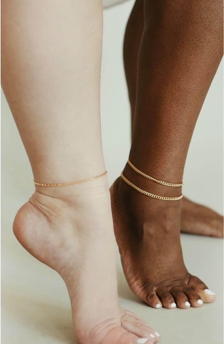 Gwen Beloti Nola Curb Chain Anklet, Alternate, color, Gold