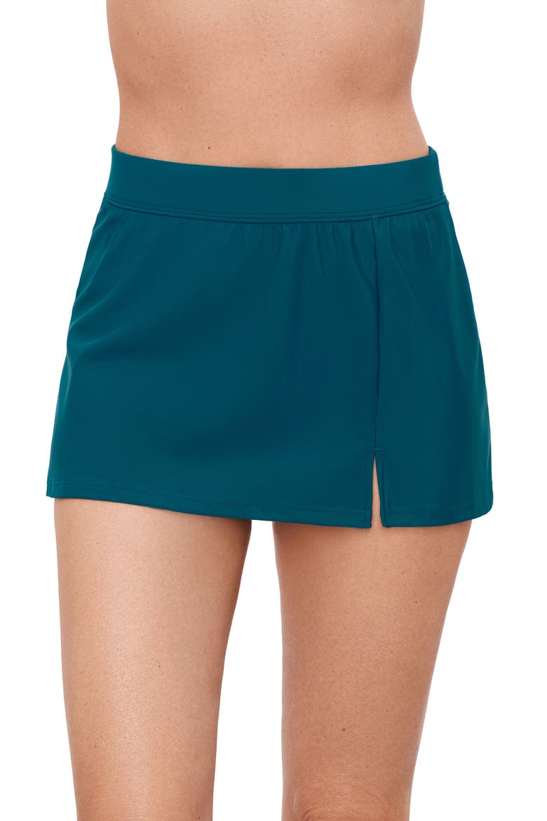 Full Coverage Skirted Swimsuit Bottom with Side Slit, Main, color, Lagoon