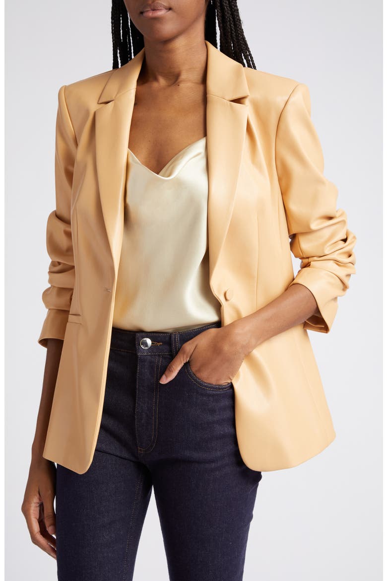Kylie Faux Leather Blazer, Alternate, color, CHAI