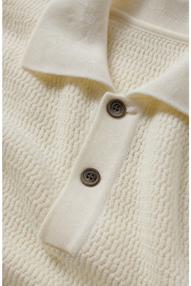 Textured Knit Short Sleeve Polo Shirt, Alternate, color, White