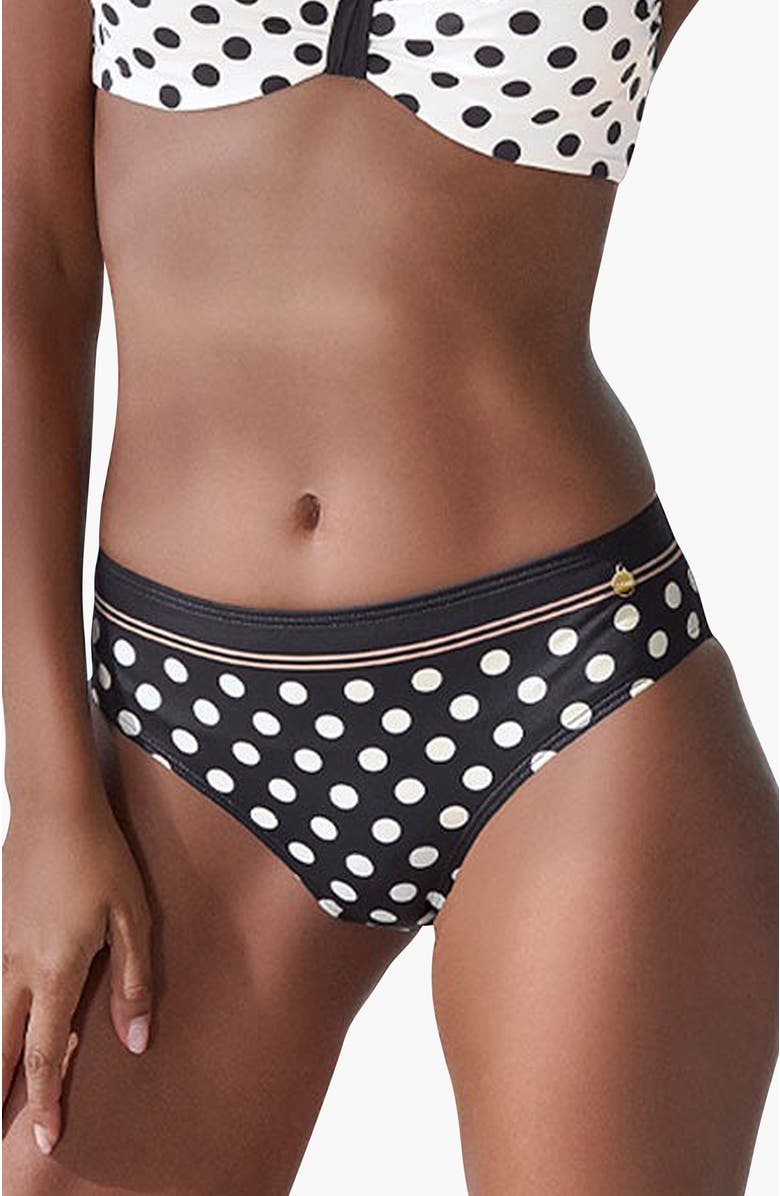 LASCANA Mix Print Bikini Bottom, Main, color, Black & Ivory