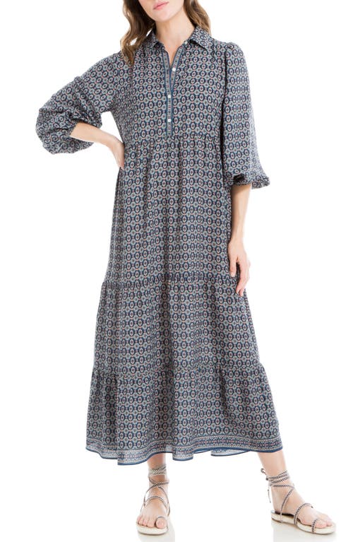 Max Studio Crepe Tiered Maxi Dress In Gray
