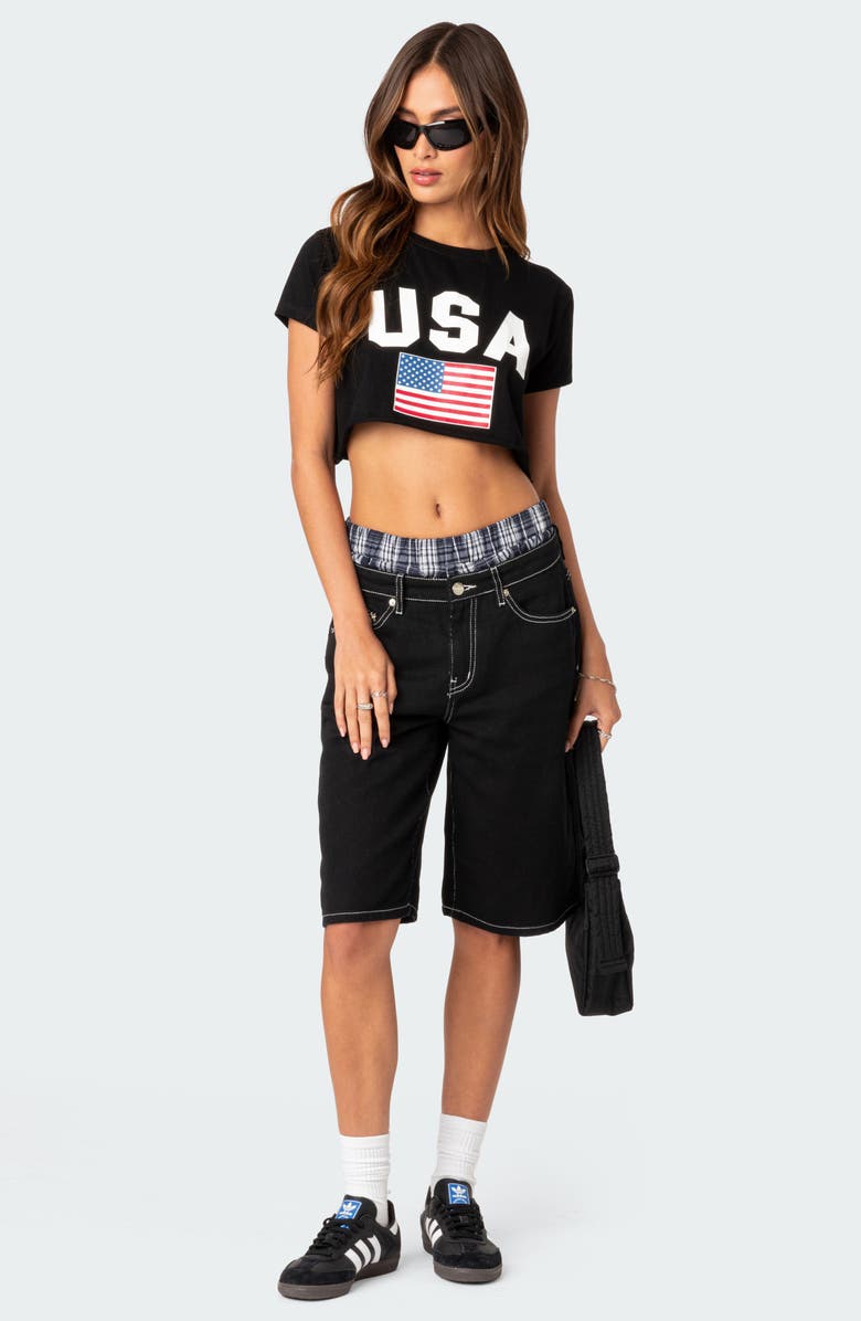 EDIKTED USA Oversize Crop Graphic T-Shirt, Alternate, color,